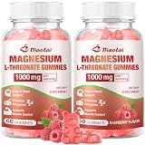 2 Pack Magnesium L-Threonate Gummies 1000mg - Brain Supplement for Memory & Focus for Adults & Kids - Sugar-Free, Non-GMO, Raspberry Flavor - 120 Count