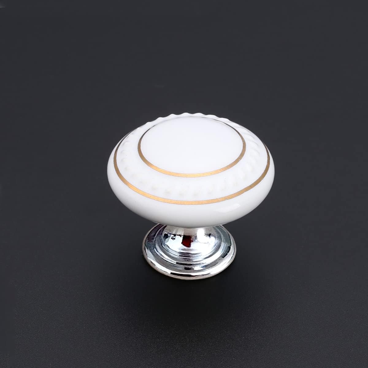 HUAMULAN 15PCS Glossy Ceramic Knobs Button Round Mushroom Cabinet Dresser Vintage Pulls Door Handles Cupboard Wardrobe Drawer, Dia. 1.5 inch 38mm