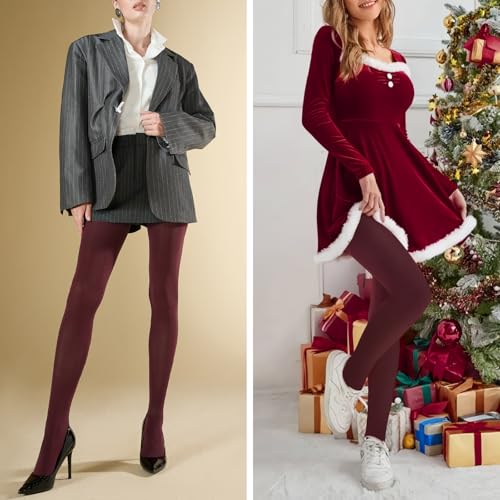 Image of MANZI Women's Solid Color Semi Opaque Footed Tights Soft Stretch Pantyhose