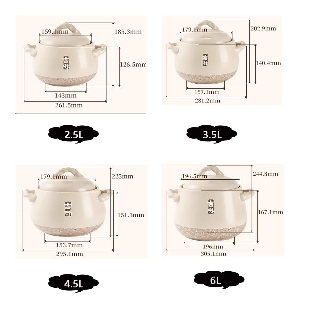 Souppe en céramique tandrine avec Soupe, Bol à Soupe avec 2 poignées et couvercles, pour Le Restaurant Cuisine Cuisine Blanc décoration de Soupe, Blanc,2.5L