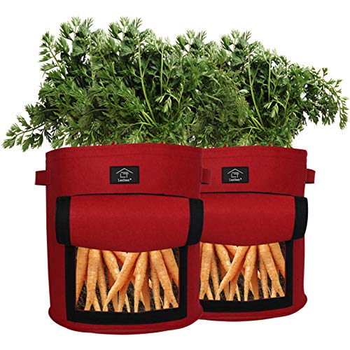 Laxllent Sacs de Plantation de Jardin,2PCS 9 Gallons Sac de Legumes, Tissu Non-tissé Sac de Plantation de Pommes de Terre à Fenêtre (2, Terre Cuite) Cover