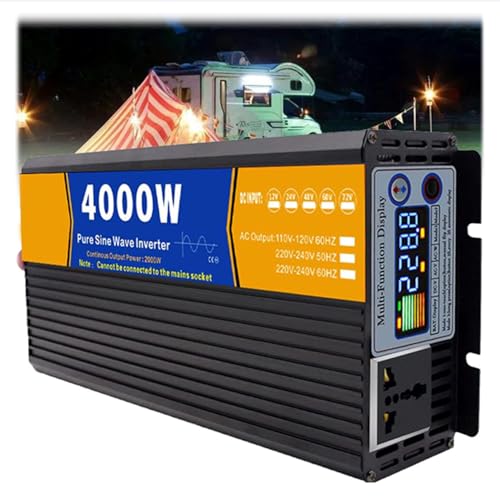 AISINILALAO 4000W Inverters de energía Solar, Transformador de Voltaje de Campamento de caravanas de Ondas sinusoidales de 4000W,12v to 220v