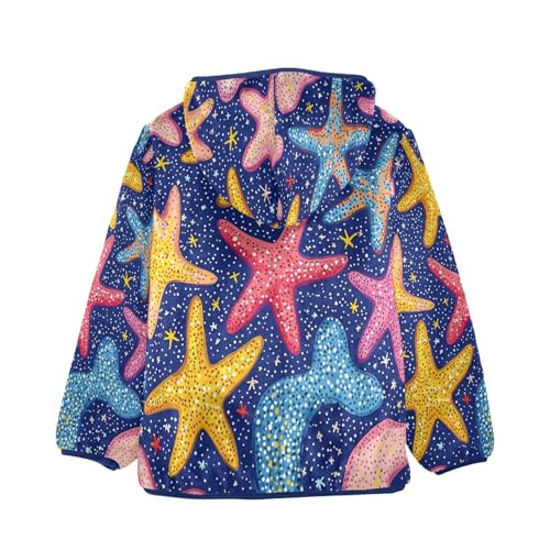 Colorful Starfish Toddler Fleece Jacket Girl Boys Hooded Fleece Jacket Coat Warm Outwear Zip-up 3-10T2
