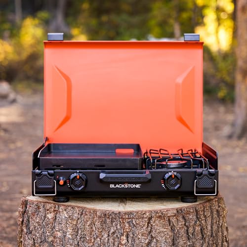image for Blackstone 2364 12” x 14” Camping Griddle with Side Burner, Orange