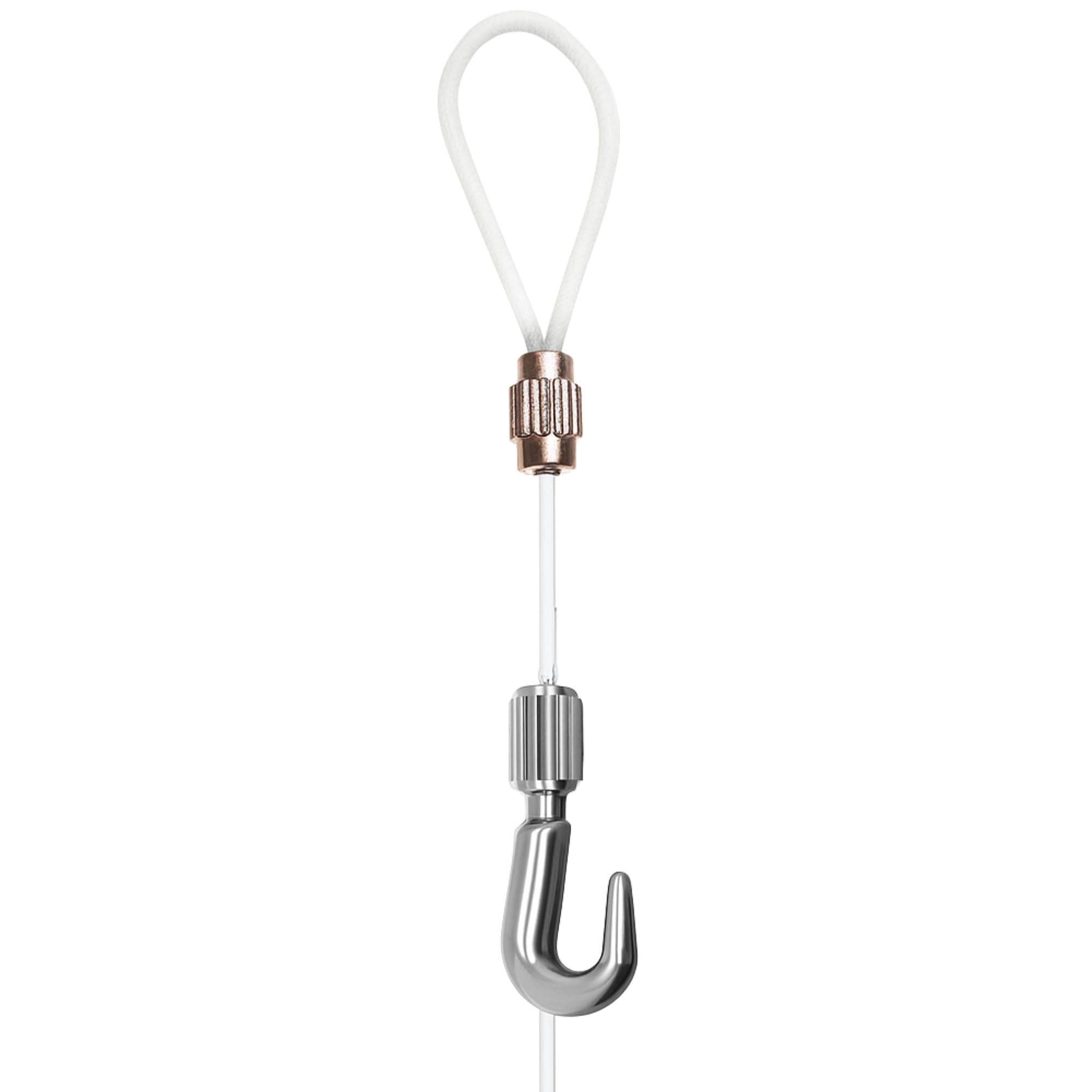 Colgar cuadros sin agujeros - Gancho | Con lazo de nylon 2 m (1,5-1,8 mm)| Ajuste con una mano | Sistema autoblocante | Uso doméstico y oficina - (Cuelga Fast Lazo, 15, unidad)