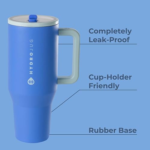 Miniatura 60 de HydroJug Traveler - Botella de agua 40 oz con asa y pajilla abatible, apto para soporte para vasos, resistente a fugas, reutilizable, aislado, acero