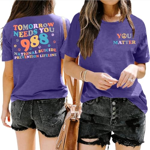 You Matter Shirts for Women Suicide Prevention Awareness T-Shirt Mental Health Tees Therapist Psychologist Gifts2