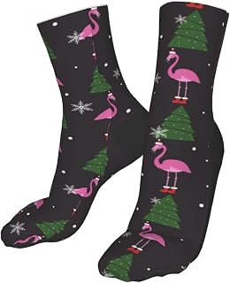 IUBBKI Men’S Socks Christmas Pattern With Flamingo Running Socks Unisex Socks Wicking Office Socks For Men Everyday Climbing