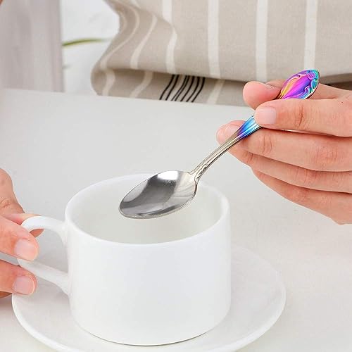Miniatura 302 de Juego de 12 cucharas de café, mini cucharas de café, cucharas de espresso de acero inoxidable, cucharas pequeñas para postre, té, aperitivo, 4.6