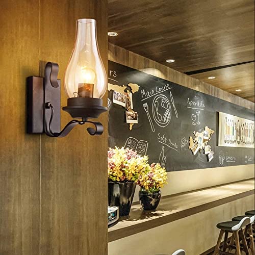 Iluminación industrial vintage interior con aplique de pared retro E27 y pantalla de vidrio 3