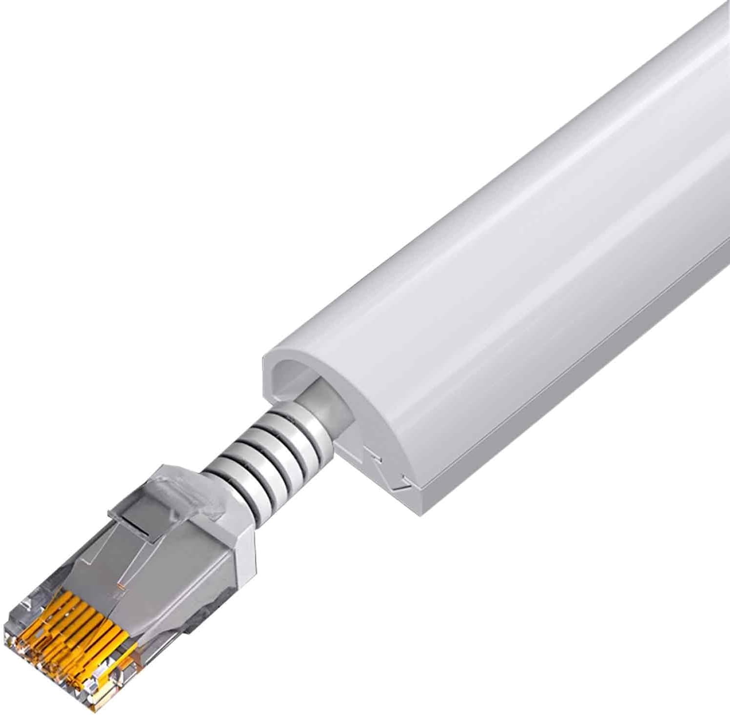 Electric Cord Cover Half Round, for 2-4 Cords Cable Management Floor, Self Adhesive Cord Hider, Flexible PVC Floor Cable Cover Prevent Trips(White,100x1.2x1.8cm)