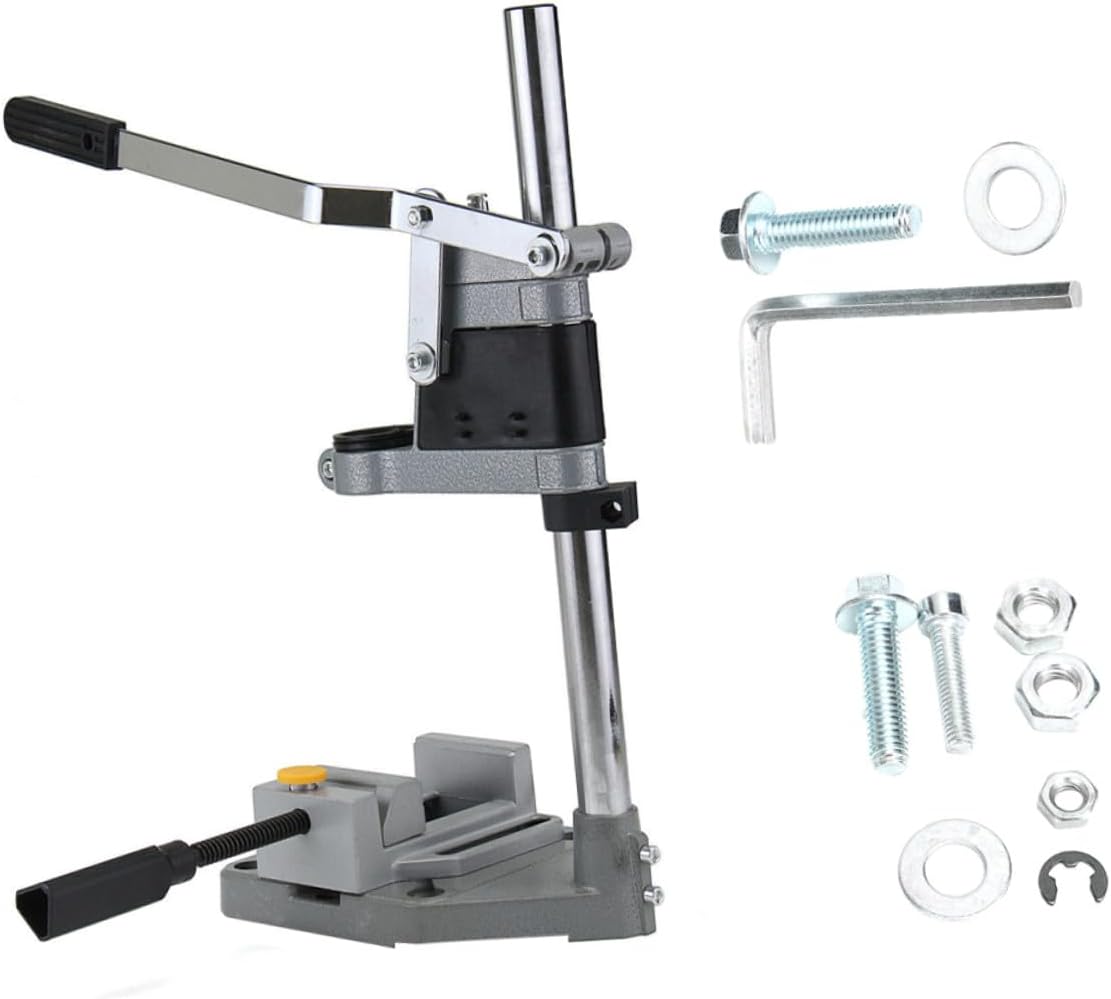 ABOOFAN Iron Base Single Hole Drill Press Stand with Bench Clamp Holder for Handheld Drill Accessories, Adjustable Floor Stand Compatible with Workshop Repair and Drilling Tasks