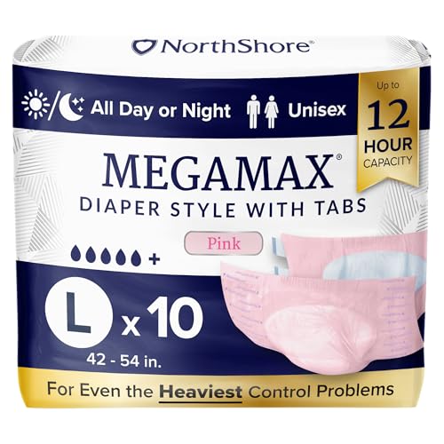 NorthShore MegaMax 12-Hour HBL Adult Diapers Pink Large 10 Count