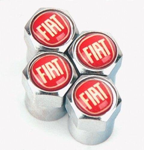 Bouchons anti-poussière pour valve de roue, chromé, rouge, pour Fiat 500, Abarth, Punto, Panda, etc.