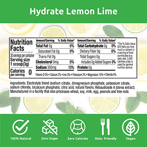 Ucan Hydrate, Lemon-Lime, Keto, Sugar-Free Electrolyte Replacement For Men & Women, Non-Gmo, Vegan, Gluten-Free, Great For Runners, Gym-Goers And High Performance Athletes | 30 Servings (3.15 Ounces) #TOP2