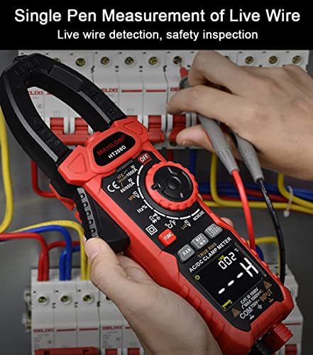 Mayilon Ht208D Digital Clamp Meter Ac/Dc 1000A 6000 Counts Multimeter Current Voltage Tester With Temperature, Ncv, Lpf, Ac/Dc Voltage And Current Test, Frequency, Resistance, Capacitance Etc. #TOP5