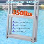 3 Step Removable Dock Ladder - 350 LBS Load Weight Capacity, Aluminum Pontoon Boat Ladder with 4 in Wide Non-Slip Pedal, Ideal for Lake, Swimming Pool, Marine Boarding