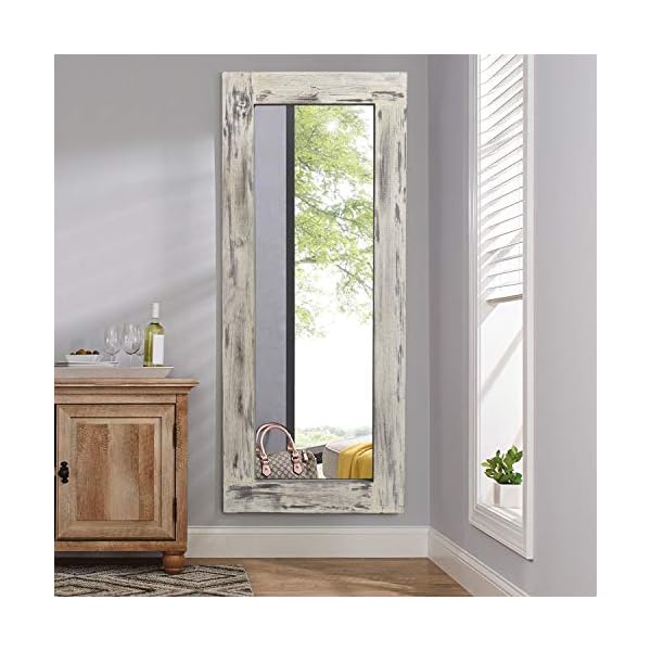   KIAYACI-Full-Length-Mirror-Floor-Mirror-Wood-Frame-Wall-Mounted-Mirror-Distressed-Style-Wide-Frame-Dressing-Make-Up-Mirror-for-BathroomBedroomLiving-RoomEntryFarmhouse-Light-Gray-58-x-24