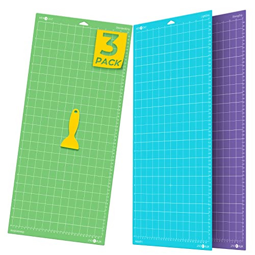 HTVRONT Cutting Mat for Cricut, 3 Pack Cutting Mat 12x24(StandardGrip, LightGrip, StrongGrip) for Cricut Explore Air 2/Air/One/Maker, Variety Adhesive Sticky Cutting Mats Accessories for Cricut