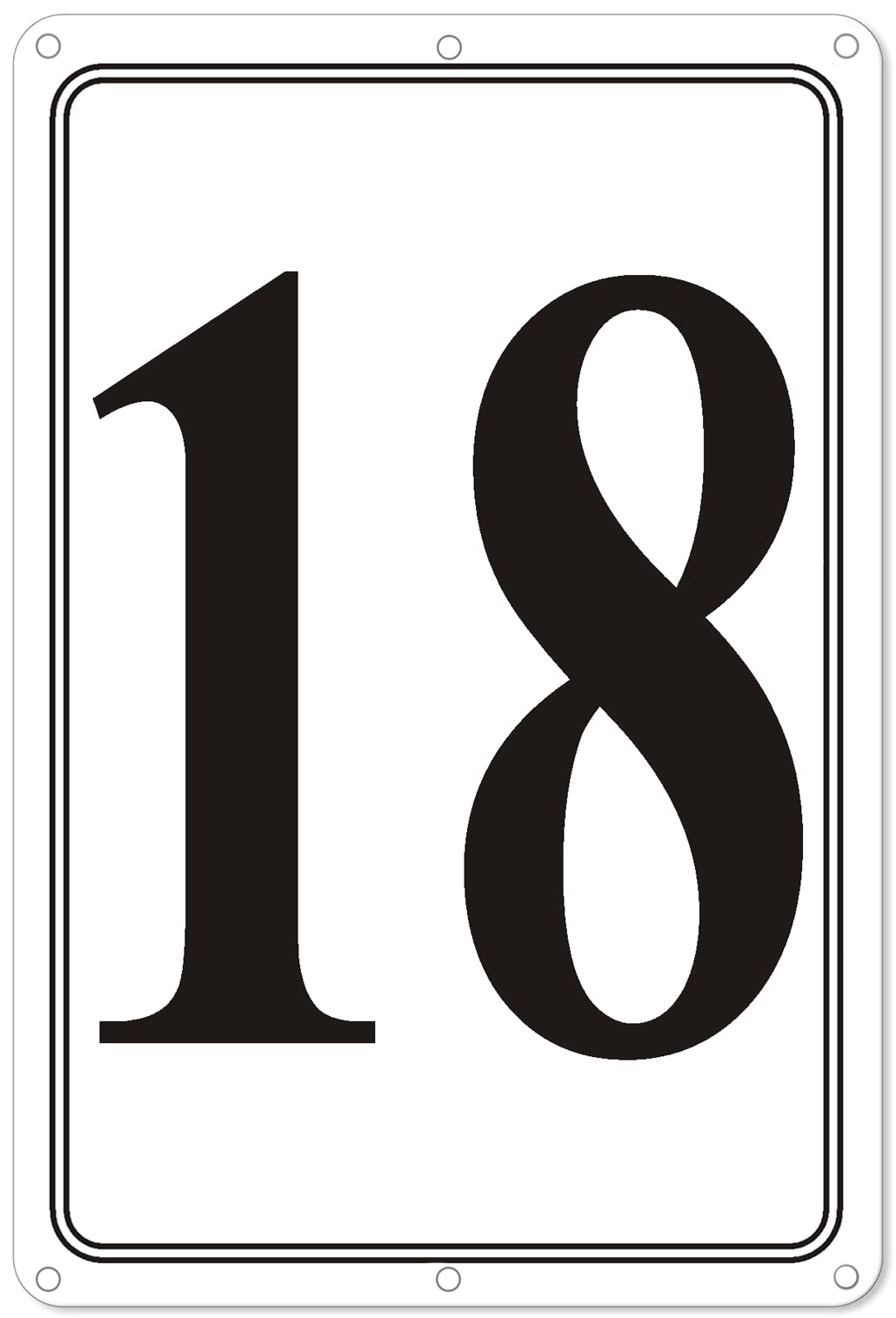 Premium Aluminum Number Signs 18, Metal 12" X 8" Numbered Signs Outdoor for Parking Lots, Floor, Dock, Court, Aisle, Field, High Visibility, No Fade, Weather-resistant