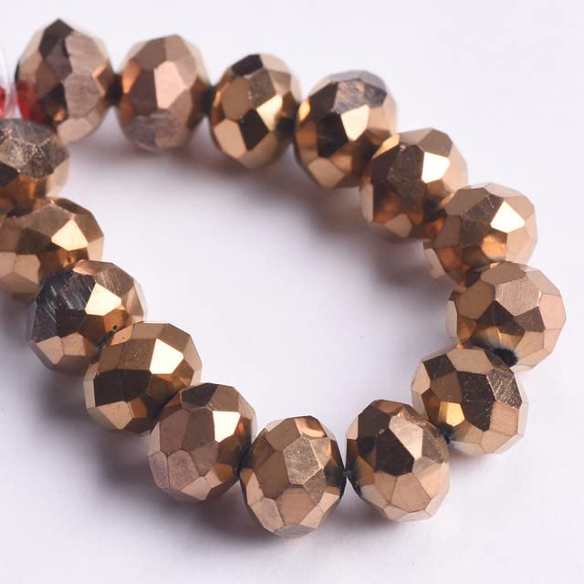 AB Placcato Colori 3x2mm 4x3mm 6x4mm 8x6mm 10x7mm 12x8mm Rondelle Sfaccettato Cristallo Di Vetro Branelli Allentati Del Distanziatore Per La Creazione Di Gioielli FAI DA TE - Foto 4