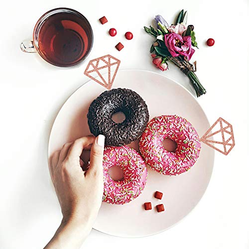 Topoox 50 Pack Rose Gold Glitter Diamond Donut Ring Cupcake Topper Picks For Engagement Bridal Shower Party Cake Decorations thumb #2