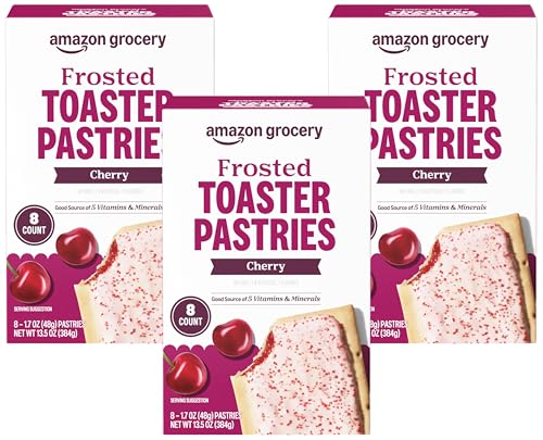 Amazon Grocery, Frosted Toaster Pastries, Cherry, 13.5 Ounce 8 Ct, (Pack of 3) - image 1