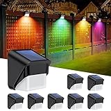 Dexnump Solar Fence Lights, Fence Solar Lights Outdoor Waterproof RGB Glow & Warm White Color Step L