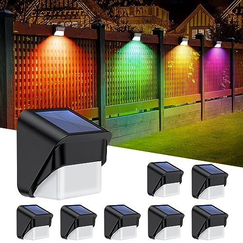 Dexnump Solar Fence Lights, Fence Solar Lights Outdoor Waterproof Rgb Glow & Warm White Color Step Lights, Solar Deck Lights For Outside Fence Deck Step Backyard Patio Stair Pool And Wall (8 Packs) #TOP8