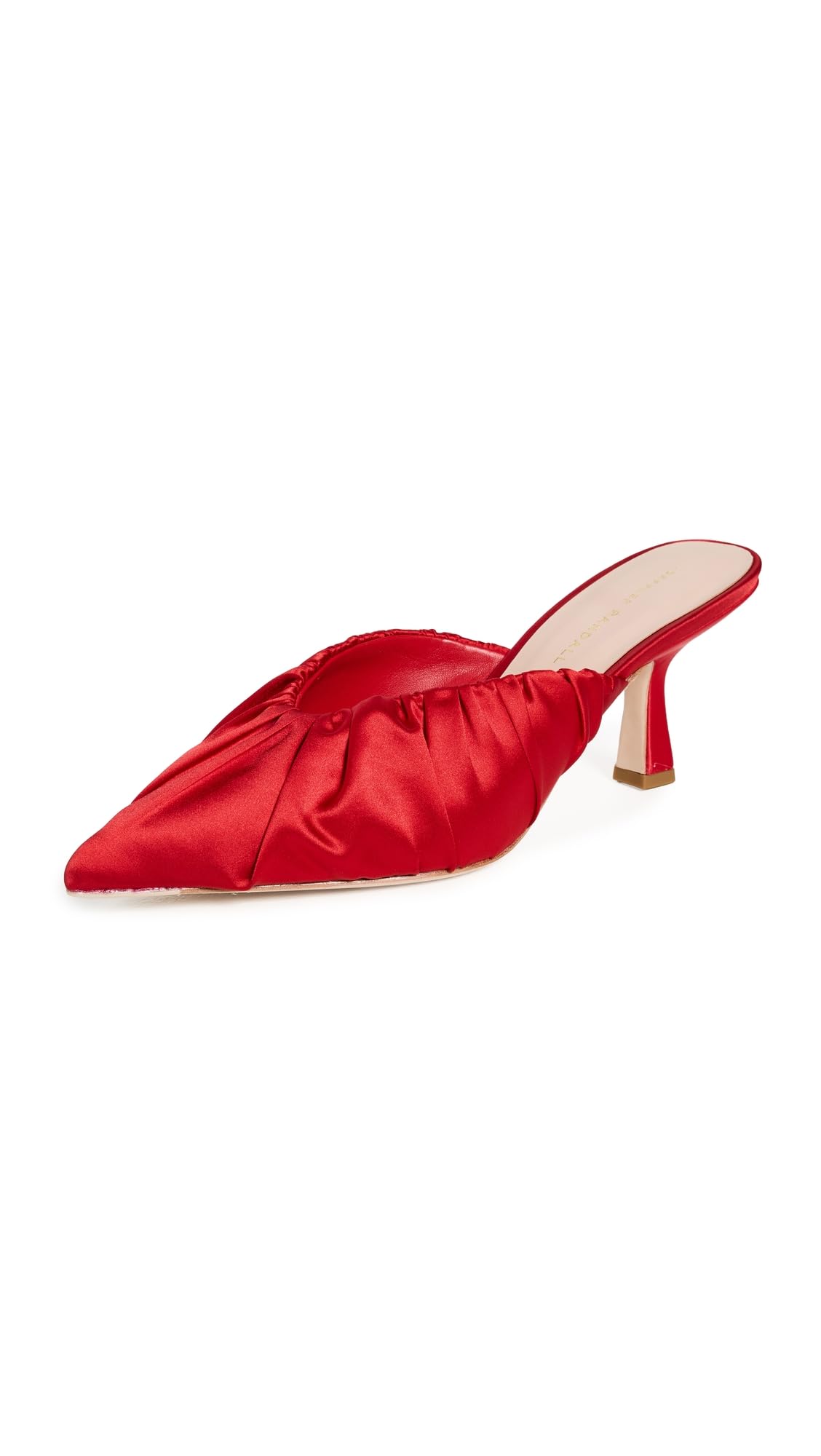 Loeffler Randall Women's Inez Smocked Mid Heel Mules, Red, 9.5 Medium US