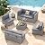 MAISON BACKYARDS 6-Seat Modular Patio Furniture Set – Outdoor Wicker Sectional Sofa with Thick 4? Cushions, Dual-Strand PE Rattan, Rust-Resistant 18 mm Steel Frame, Backyard Garden Deck Lounge,Gray