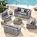 MAISON BACKYARDS 6-Seat Modular Patio Furniture Set – Outdoor Wicker Sectional Sofa with Thick 4″ Cushions, Dual-Strand PE Rattan, Rust-Resistant 18 mm Steel Frame, Backyard Garden Deck Lounge,Gray