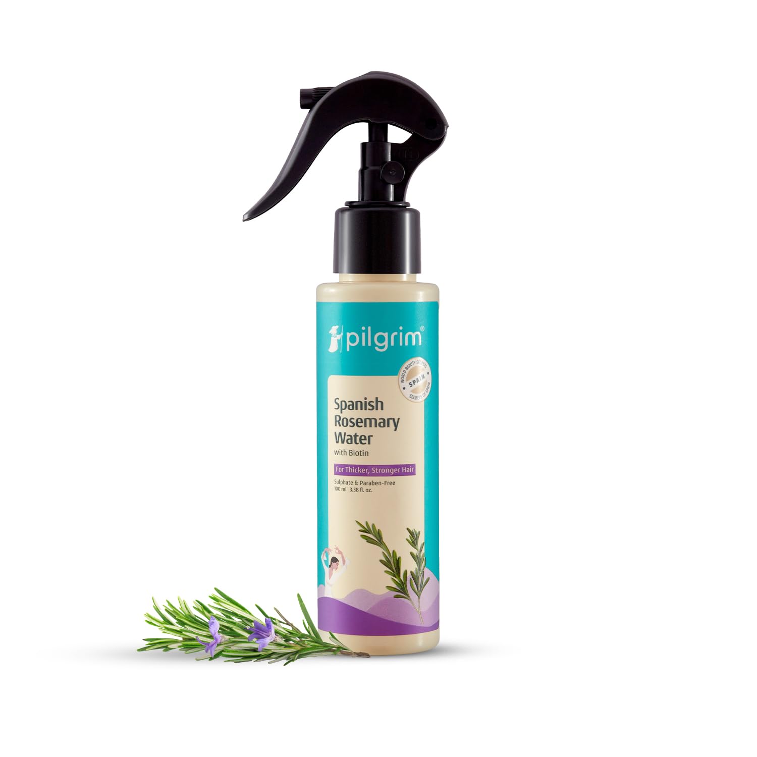 Pilgrim Spanish Rosemary Water Spray With Biotin for Hair Growth 100ml | Hair Spray for Regrowth | Thicker & Stronger Hair | Sulphate & Paraben Free I For Women for Men Pilgrim Spanish Rosemary Water Spray With Biotin for Hair Growth 100ml | Hair Spray for Regrowth | Thicker & Stronger Hair | Sulphate & Paraben Free I For Women for Men