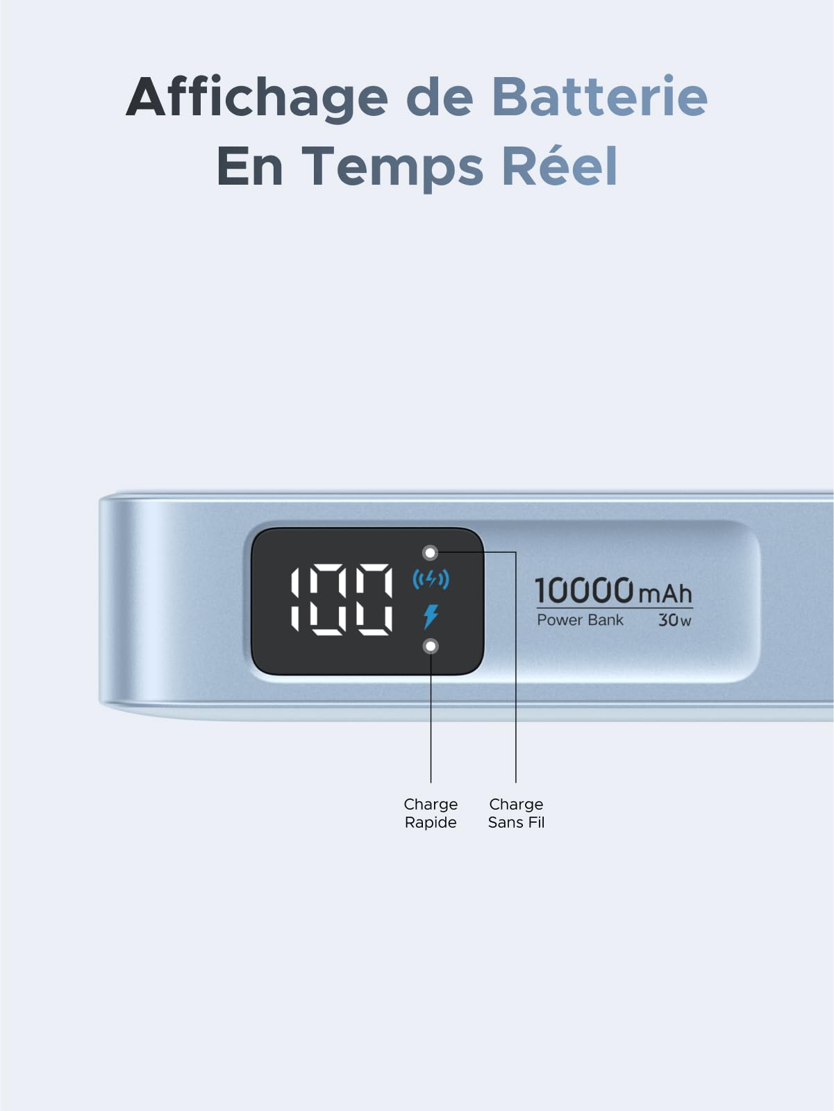 UGREEN MagFlow Qi2 25W Batterie Externe 10000mAh Câble USB C PD 30W Compatible avec MagSafe iPhone 17 16 15 14 13 12 Air Plus Pro Max Power Bank Induction Magnétique Écran Numérique (Bleu)