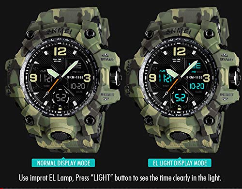 Mjscphbjk Men's Analog Sports Watch Military Watch Outdoor Led Stopwatch Digital Electronic Watches Large Dual Display Waterproof Tactical Army Watches For Men #TOP4