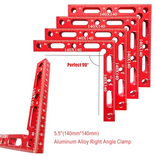 DURDUR Positionierwinkel 90 Grad Winkel Klemme winkelspanner 4-tlg 140mm/5,5 Zoll Rechtwinklige Klemme Befestigungsclips für Zimmermannswerkzeug