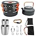 Produktbild TSSM Camping Kochgeschirr, leichtes Kochgeschirr-Set mit Wasserkocher Outdoor Camping Pfannen für tragbares Kochset oder Ausrüstung für Camping Wandern Picknick,Orange
