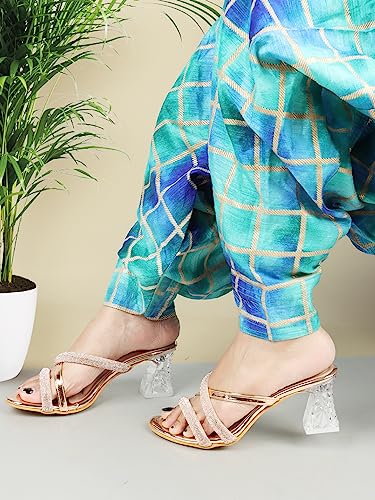 XE Looks Women's Fashion Sandals | Faux Leather Comfortable and Stylish SlipOn Heel | For Wedding Occasion 3 Inches Heel | For Women & Girls - Image 5