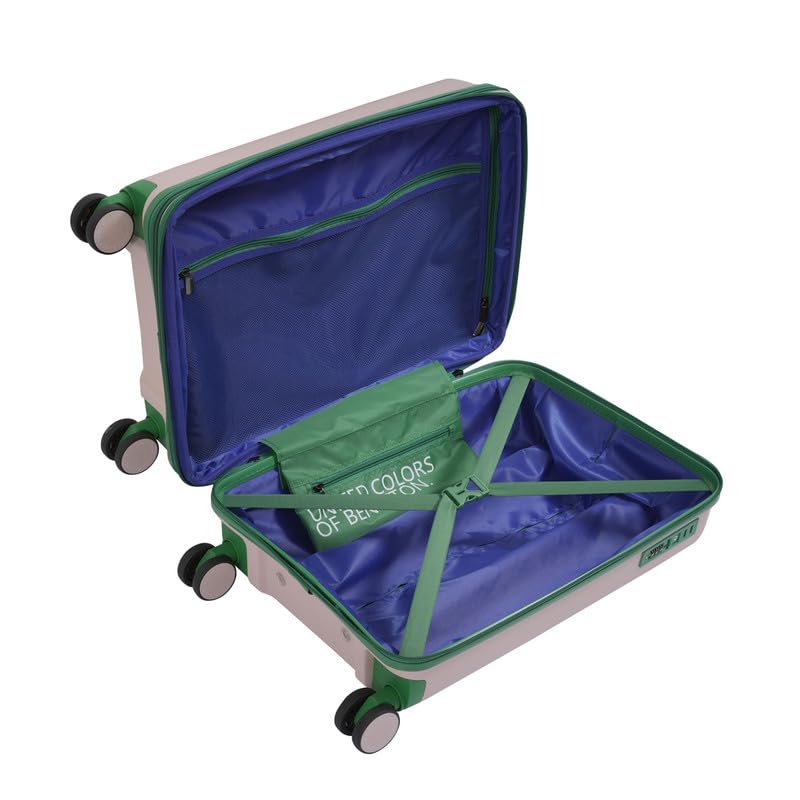Image of United Colors of Benetton Mid Hard Luggage Emerald Plus - Baby Pink | Check-in Trolley Bag with TSA Lock | 360 Spinner Double Wheels | Telescopic Handle | PC Shell Suitcase | 65cm | 82L Capacity