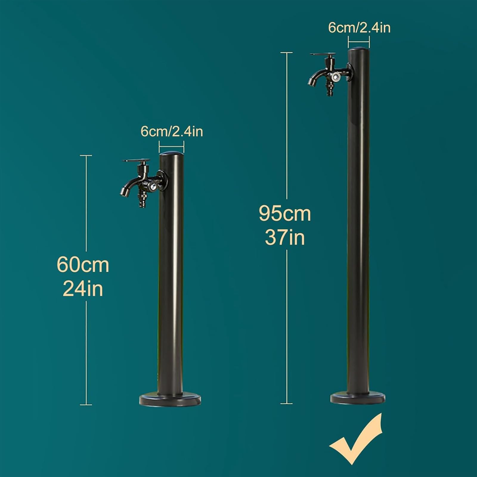 Genérico Bomba de Agua portátil de Columna - Grifo Exterior Multifuncional de 60 cm para jardín, terraza, decoración de Fuentes anticongelantes, Bomba de Agua de Grifo Vertical