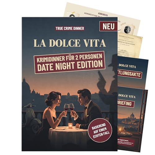 Stadtkrimis Exit Escape Stadtführung Krimidinner 2 Personen La Dolce Vita - Krimi Dinner Date Night Edition - Krimispiel für Erwachsene, Crime Dinner Date Ideen für Paare, Geschenk für Partner, Paar Geschenk