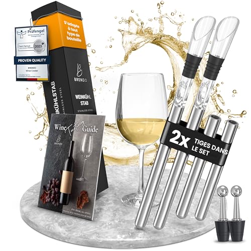 Brendo - Brendo Rafraîchisseur de Vin 8-en-1 Tige de Refroidissement en Acier Inoxydable I Rafraîchisseur de Bouteille 2 Longueurs + Bec Verseur + Décanteur + Bouchon de Bouteille I Fête Cadeau Femme Homme - -2%