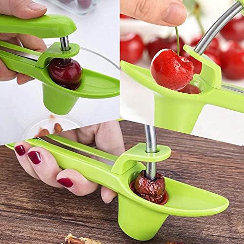 Cherry Pitter Tool, KooteenYao Cherry Stoner Remover, with Stainless Steel Rod Olive Red Dates Pitting Device, Food Grade Handle, Good Helper in Making Fruit Desserts