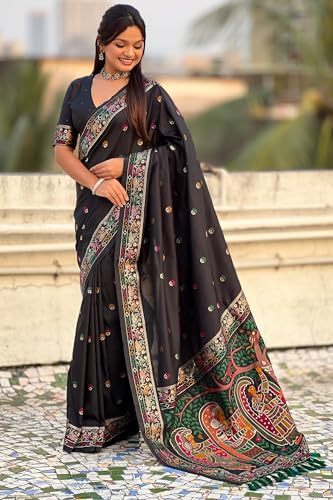 Image of SGF11 Women's Kanjivaram Pure Soft Silk Saree With Unstitched Blouse Piece
