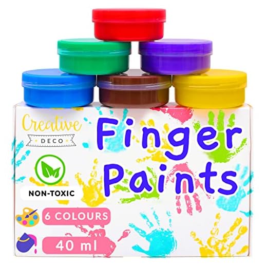 Creative Deco Fingerfärg Set | 6 x 40 ml Koppar | Intensiva Färger | Set för Småbarn | Säker och Giftfri | Vattenbaserad | Affischfärg