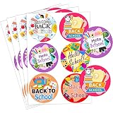 Welcome Back-to-School Stickers Labels First Day of School Present Tags Stickers 120 Pcs Happiness Back to School Labels Back-to-School Present Stickers for Package Glass Bottles Decor Favors Supplies