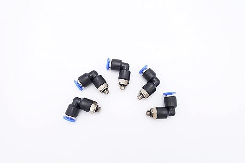 Vista 19 de Empuje para Conectar Accessorio 1/8" Tubo OD x 1/8" Rosca Macho NPT, Codo Neumático Macho de Aire y Agua de 90 Grados Giratorio Empuje Rápido