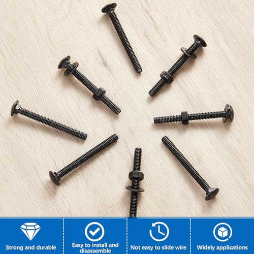 Image of Zonon 25 Sets 1 /4-20 x 2-1 /2 inch Stainless Steel Carriage Bolts and Nuts Kit Round Head Square Neck Carriage Bolts Screws and Hex Nuts and Flat Washers, Stainless 18-8 Full Thread Coverage (Black)