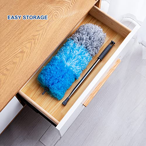Eyliden Microfiber Duster, 85" Telescoping Stainless Steel Handle, Scratch-Resistant Top, Bendable Dusters Head, Clean For Fans, Blinds, Furniture, Shutters, Cars-Top And More(Blue, 100 Inch) #TOP6