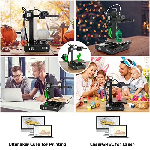 3D Printer, Fdm 2-In-1 3D Printers With Engraver, Portable Diy 3D Printers For Beginners With 10M Filament, Quick Assembly, Smart Screen Control, Resume Printing For Home School 180X180X180Mm #TOP4
